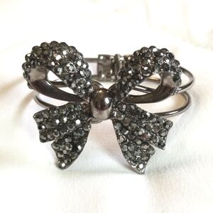 Silver Marcasite Bow Bangle Bracelet